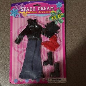 Doll Fashion Set - Black, Red, Blue